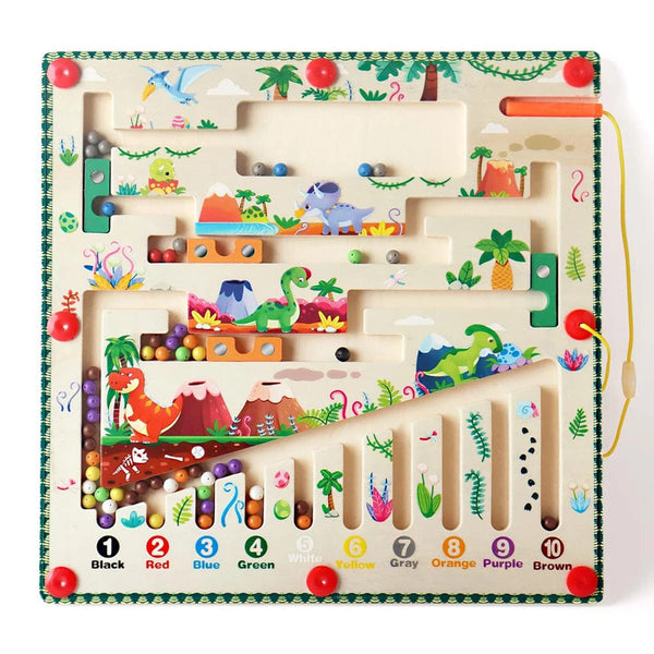 Planet Gates Magnetic Color and Number Maze Montessori Toys Wooden Puzzle Activity Board Learning Puzzle Counting Matching Toys for Toddlers