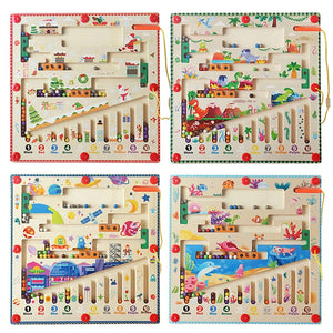 Planet Gates Magnetic Color and Number Maze Montessori Toys Wooden Puzzle Activity Board Learning Puzzle Counting Matching Toys for Toddlers