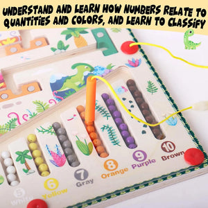 Planet Gates Magnetic Color and Number Maze Montessori Toys Wooden Puzzle Activity Board Learning Puzzle Counting Matching Toys for Toddlers