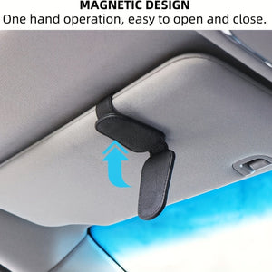 Planet Gates Magnetic Faux Leather Car Sun Visor Sunglasses Holder Glasses Portable Clip Storage Rack - Car Interior Accessories