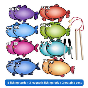 Planet Gates Magnetic Fishing Toy Dry Erasable Cards, DIY Educational Learning Game for Kindergarten, Montessori Toys, Early Childhood Teaching Aids