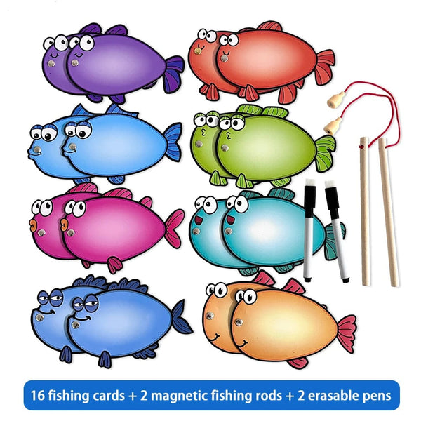 Planet Gates Magnetic Fishing Toy Dry Erasable Cards, DIY Educational Learning Game for Kindergarten, Montessori Toys, Early Childhood Teaching Aids