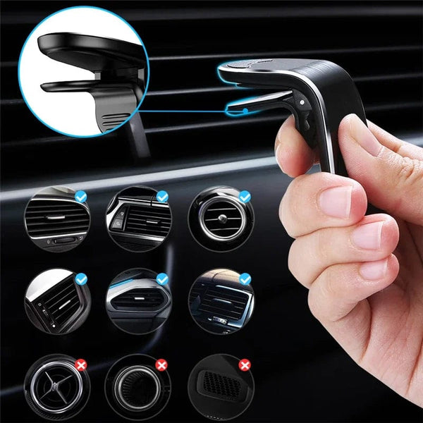 Planet Gates Magnetic Phone Holder Auto L-Shape Cellphone Holder Car Air Vent Smartphone Mobile Stand Mount Clip GPS Stand Universal Bracket