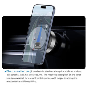 Planet Gates Magnetic Suction Cup Phone Mount for iPhone 16 15 14 Pro Max 360° Adjustable Vacuum Phone Holder for Car/Mirror/Smooth Surface