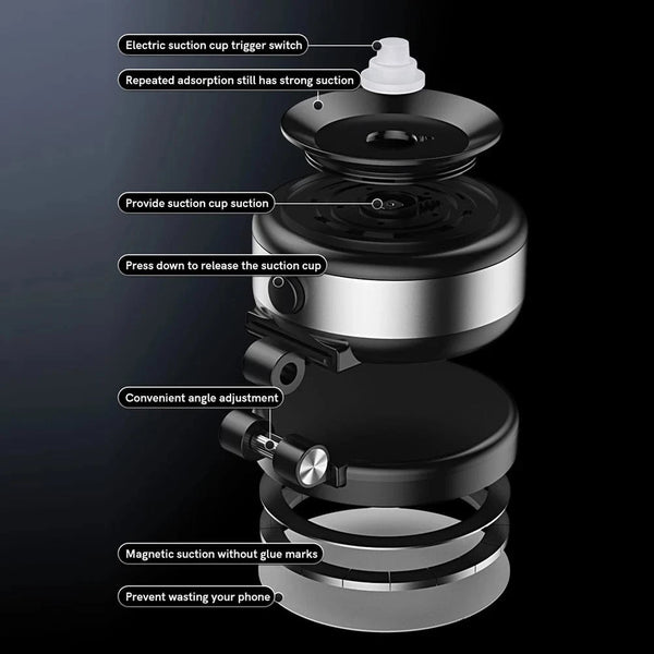 Planet Gates Magnetic Suction Cup Phone Mount for iPhone 16 15 14 Pro Max 360° Adjustable Vacuum Phone Holder for Car/Mirror/Smooth Surface