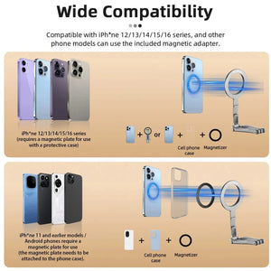 Planet Gates Magnetic Tripod Magnetic Bracket For iPhone 16 15 14 13 Pro/Pro Max,Phone Universal Aluminum Alloy Magnetic Magsafe Tripod Accessories