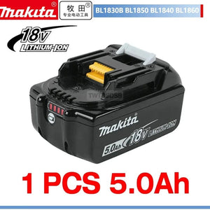 Planet Gates Makita 5Ah 100% Original Makita Rechargeable Power Tool Battery, Replaceable LED Lithium-ion, 6.0 Ah 18V LXT BL1860B BL1860BL1850 BL1830