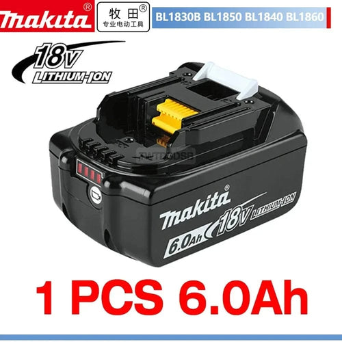 Planet Gates Makita 6Ah 100% Original Makita Rechargeable Power Tool Battery, Replaceable LED Lithium-ion, 6.0 Ah 18V LXT BL1860B BL1860BL1850 BL1830