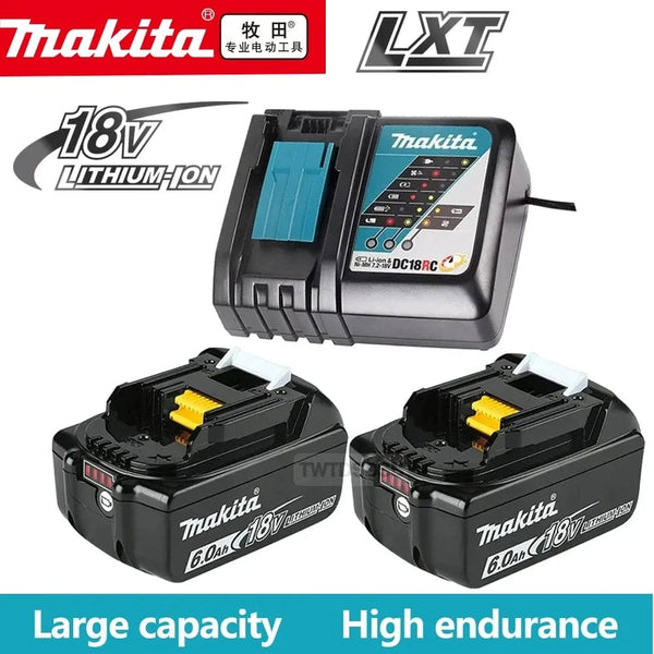 Planet Gates Makita 6Ahx2 ChargX1 100% Original Makita Rechargeable Power Tool Battery, Replaceable LED Lithium-ion, 6.0 Ah 18V LXT BL1860B BL1860BL1850 BL1830