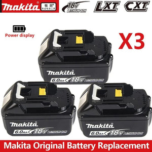 Planet Gates Makita 6AhX3 100% Original Makita Rechargeable Power Tool Battery, Replaceable LED Lithium-ion, 6.0 Ah 18V LXT BL1860B BL1860BL1850 BL1830