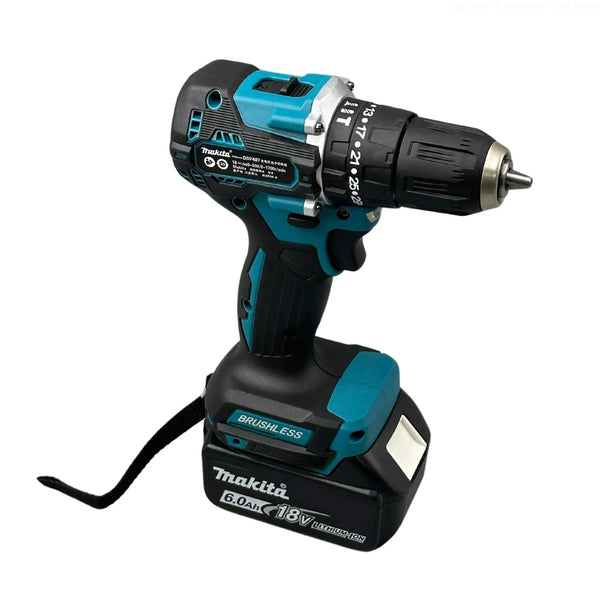 Planet Gates Makita DDF487 18V Screwdriver Cordless Percussion Drill Electric Variable Speed Brushless Motor Impact Power Tools Power Drill