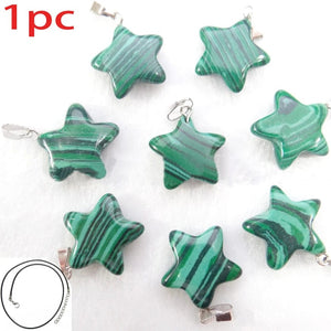 Planet Gates malachite Natural Stone Hexagon Pendant Necklace Crystal Rose Quartz Opal Star for Women Fluorite Lapis Bullet Pendulum Trend Jewelry Gift
