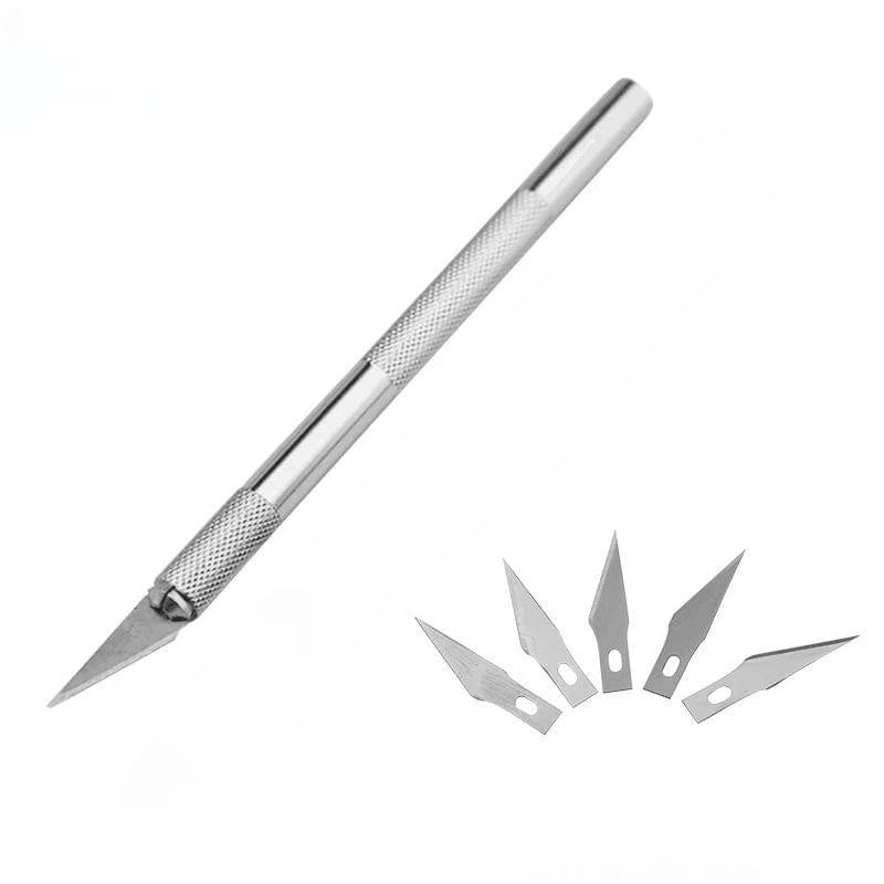 Planet Gates Malathorne Table Tennis Rubber Cutter Knife Aluminium Alloy Handle & 5 Blades for Cutting Rubber Sheet, Racket DIY Tools