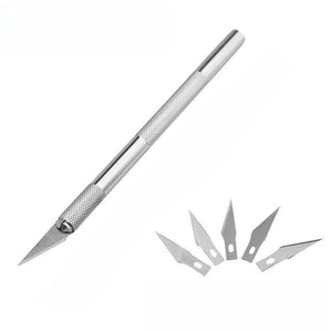 Planet Gates Malathorne Table Tennis Rubber Cutter Knife Aluminium Alloy Handle & 5 Blades for Cutting Rubber Sheet, Racket DIY Tools