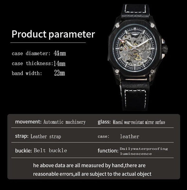 Planet Gates Man watch automatic movement cool wholesale automatic watch luxury skeleton waterproof leather LONGLUX mechanical wrist watches