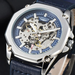 Planet Gates Man watch automatic movement cool wholesale automatic watch luxury skeleton waterproof leather LONGLUX mechanical wrist watches