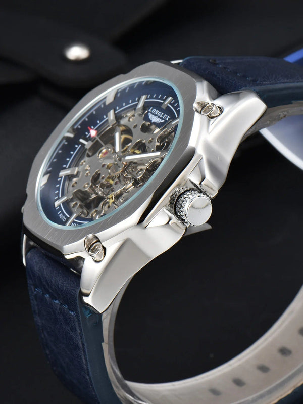 Planet Gates Man watch automatic movement cool wholesale automatic watch luxury skeleton waterproof leather LONGLUX mechanical wrist watches