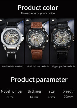 Planet Gates Man watch automatic movement cool wholesale automatic watch luxury skeleton waterproof leather LONGLUX mechanical wrist watches