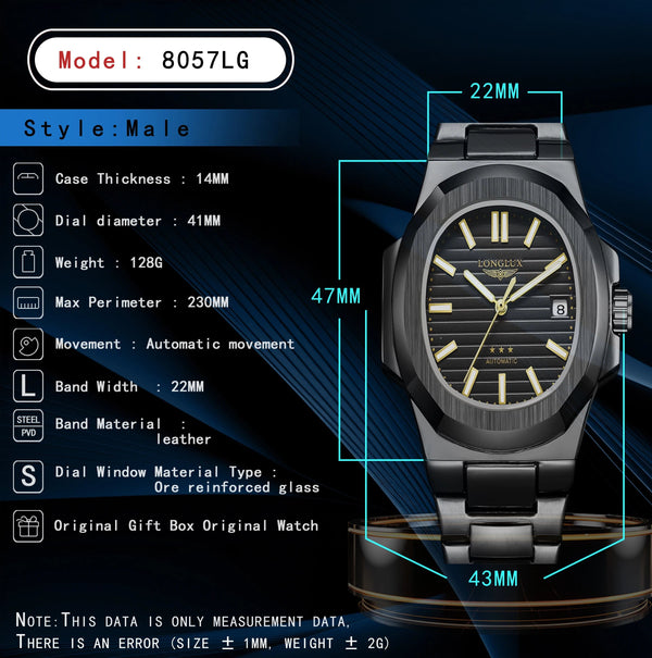 Planet Gates Man watch automatic movement cool wholesale lestainless steel date automatic watch luxury LONGLUX mechanical wrist watches