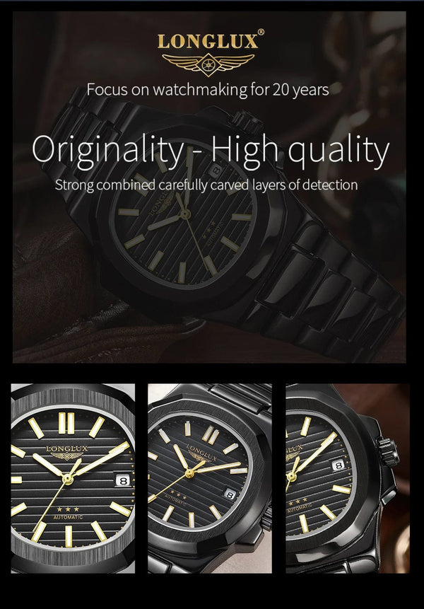 Planet Gates Man watch automatic movement cool wholesale lestainless steel date automatic watch luxury LONGLUX mechanical wrist watches