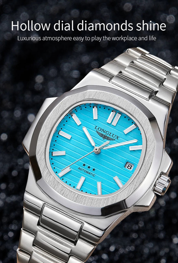 Planet Gates Man watch automatic movement cool wholesale lestainless steel date automatic watch luxury LONGLUX mechanical wrist watches