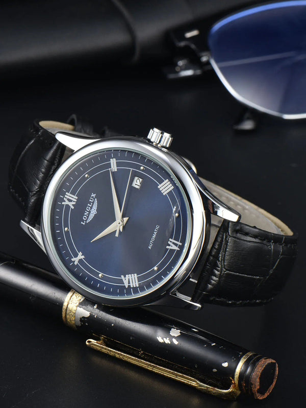 Planet Gates Man watch automatic movement roman style wholesale automatic watch  leather waterproof date LONGLUX mechanical wrist watches