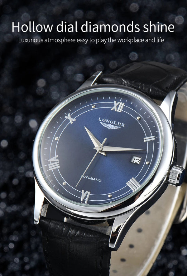 Planet Gates Man watch automatic movement roman style wholesale automatic watch  leather waterproof date LONGLUX mechanical wrist watches