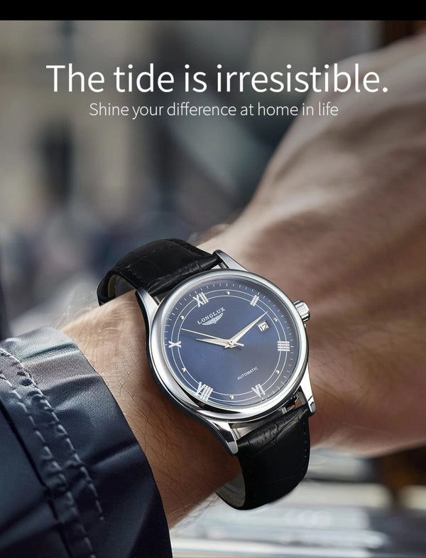 Planet Gates Man watch automatic movement roman style wholesale automatic watch  leather waterproof date LONGLUX mechanical wrist watches