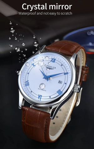 Planet Gates Man watch automatic movement roman style wholesale automatic watch  leather waterproof date LONGLUX mechanical wrist watches