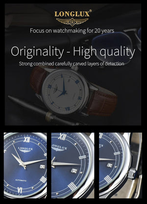 Planet Gates Man watch automatic movement roman style wholesale automatic watch  leather waterproof date LONGLUX mechanical wrist watches