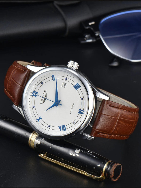 Planet Gates Man watch automatic movement roman style wholesale automatic watch  leather waterproof date LONGLUX mechanical wrist watches