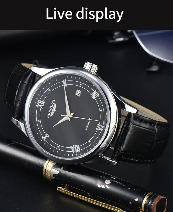 Planet Gates Man watch automatic movement roman style wholesale automatic watch  leather waterproof date LONGLUX mechanical wrist watches