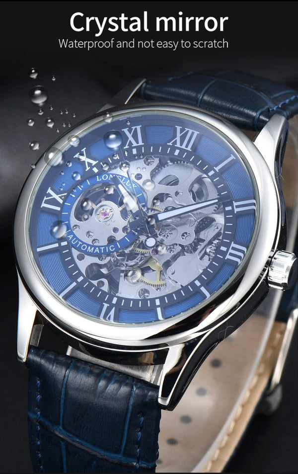 Planet Gates Man watch automatic movement rome skeleton wholesale automatic watch leathers waterproof LONGLUX mechanical wrist watches