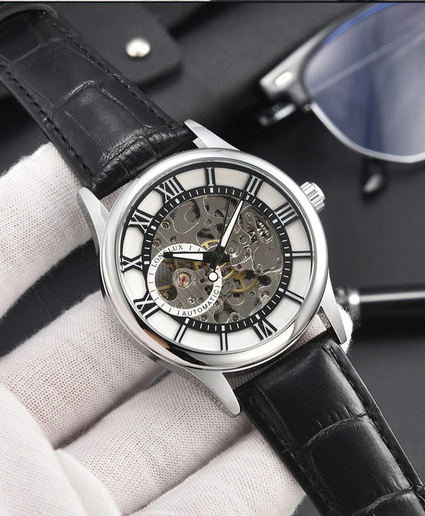 Planet Gates Man watch automatic movement rome skeleton wholesale automatic watch leathers waterproof LONGLUX mechanical wrist watches