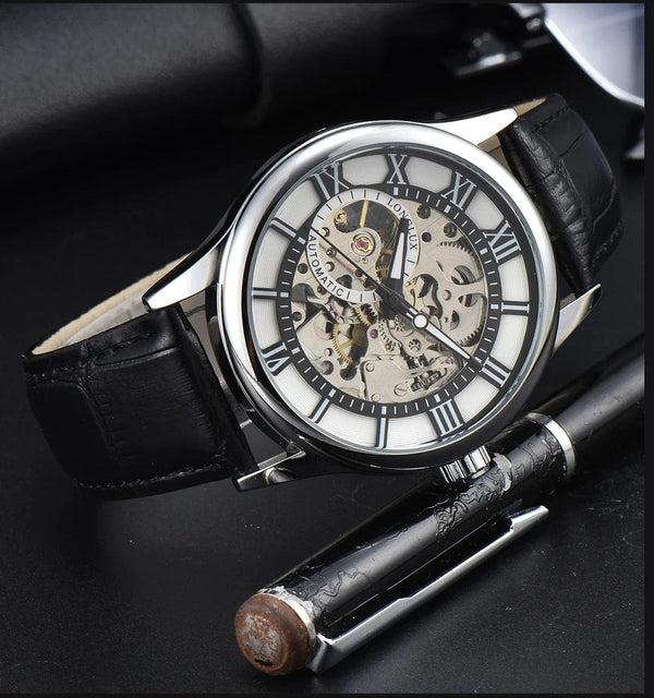 Planet Gates Man watch automatic movement rome skeleton wholesale automatic watch leathers waterproof LONGLUX mechanical wrist watches