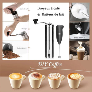 Planet Gates Manual Coffee Grinder Mini Stainless Steel Hand Handmade Coffee Bean Grinders Mill Foamer Kitchen Tool Coffee Accessories
