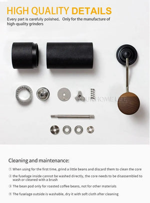 Planet Gates Manual Coffee Grinder Stainless Steel Adjustable Hand Burr Coffee Bean Manual Burr Grinder for Aeropress Espresso French Press