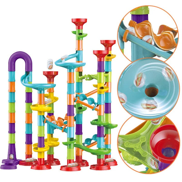 Planet Gates Marble Run Race Track Building Blocks Kids 3D Maze Ball Roll Toy DIY Marble Run Race Coaster SetChristmas Gift