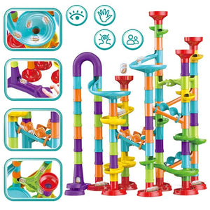 Planet Gates Marble Run Race Track Building Blocks Kids 3D Maze Ball Roll Toy DIY Marble Run Race Coaster SetChristmas Gift