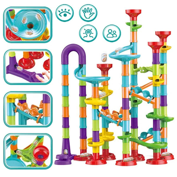 Planet Gates Marble Run Race Track Building Blocks Kids 3D Maze Ball Roll Toy DIY Marble Run Race Coaster SetChristmas Gift