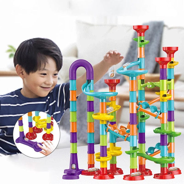 Planet Gates Marble Run Race Track Building Blocks Kids 3D Maze Ball Roll Toy DIY Marble Run Race Coaster SetChristmas Gift