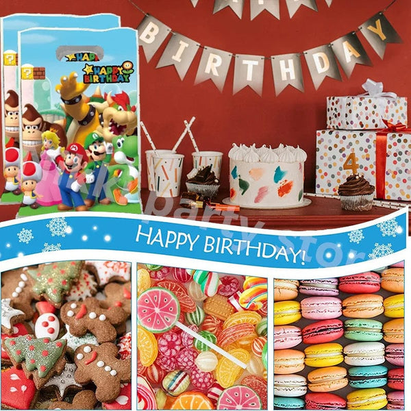 Planet Gates Mario party bags mario bros birthday decoration  Plastic Gift Bags Marios Candy Box Baby Shower Girls Party Supplies Decor