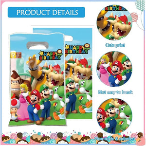 Planet Gates Mario party bags mario bros birthday decoration  Plastic Gift Bags Marios Candy Box Baby Shower Girls Party Supplies Decor