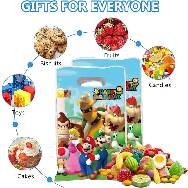 Planet Gates Mario party bags mario bros birthday decoration  Plastic Gift Bags Marios Candy Box Baby Shower Girls Party Supplies Decor