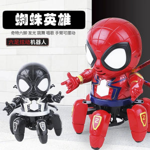 Planet Gates Marvel Spider-man Dancing Robot Musical Light Electric Doll Toy Spiderman Action Figures Baby Children Funny Birthday Gifts