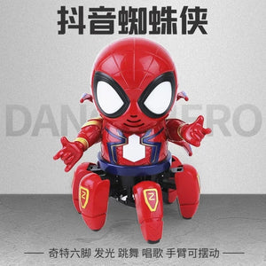 Planet Gates Marvel Spider-man Dancing Robot Musical Light Electric Doll Toy Spiderman Action Figures Baby Children Funny Birthday Gifts