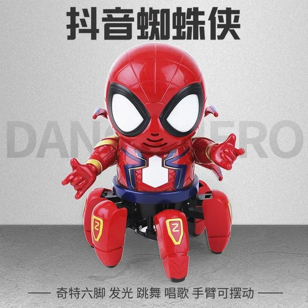 Planet Gates Marvel Spider-man Dancing Robot Musical Light Electric Doll Toy Spiderman Action Figures Baby Children Funny Birthday Gifts