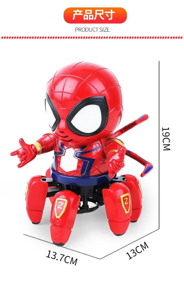 Planet Gates Marvel Spider-man Dancing Robot Musical Light Electric Doll Toy Spiderman Action Figures Baby Children Funny Birthday Gifts