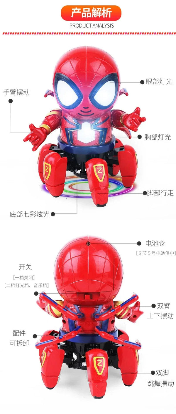 Planet Gates Marvel Spider-man Dancing Robot Musical Light Electric Doll Toy Spiderman Action Figures Baby Children Funny Birthday Gifts
