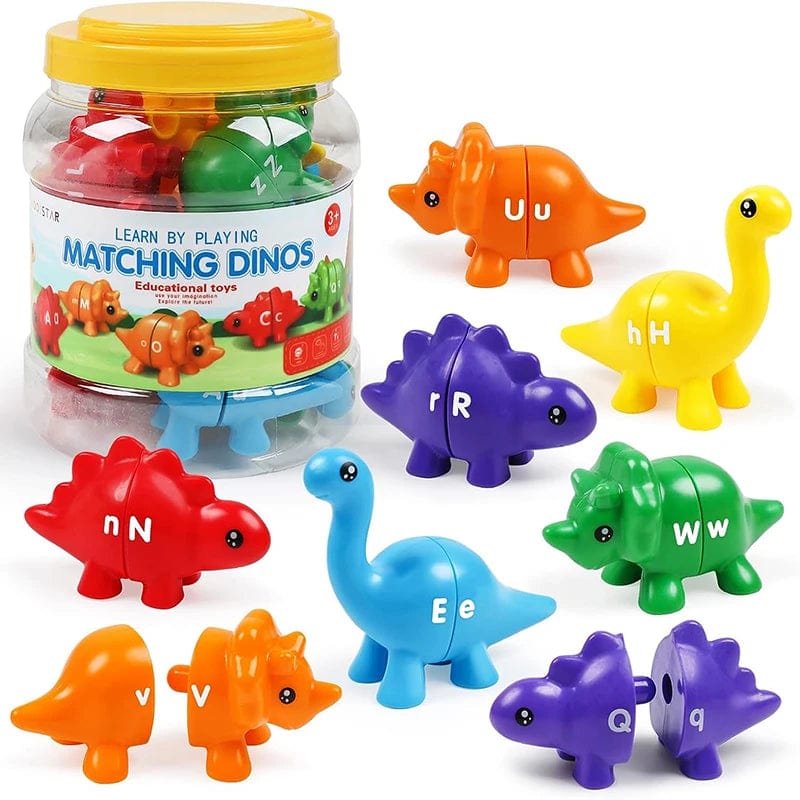 Planet Gates Matching Letters Dinosaur Toy Double-Sided ABC Letters Montessori Preschool Educational Fine Motor Toy Gift